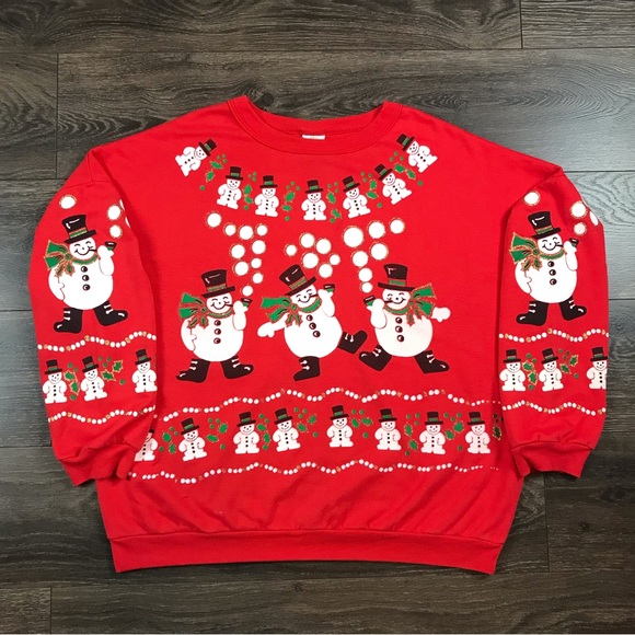 American Weekend Women’s 90s Vintage Frosty The Snowman Ugly Christmas Sweater - Picture 2 of 9